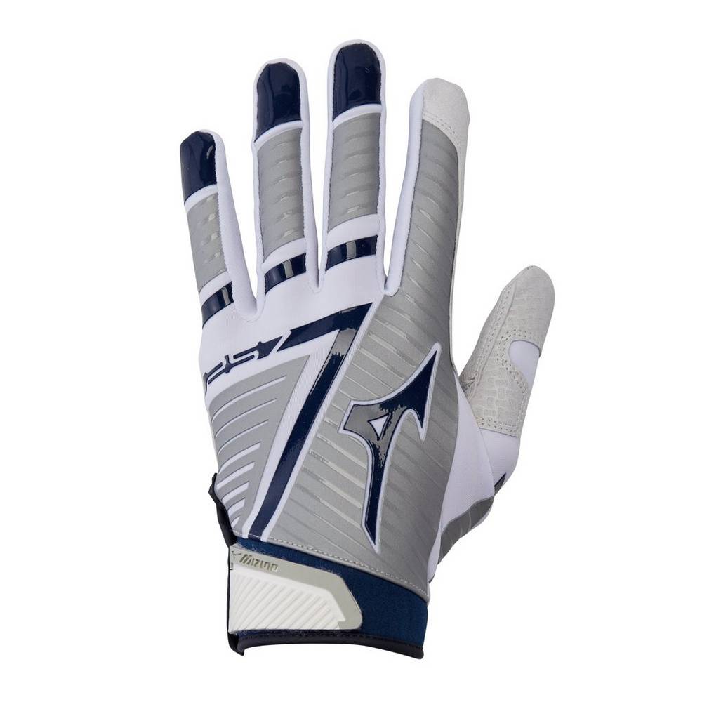 Damske Rukavice Mizuno F-257 Softball Batting Biele/Námornícka Modrá Vypredaj VFHO45639